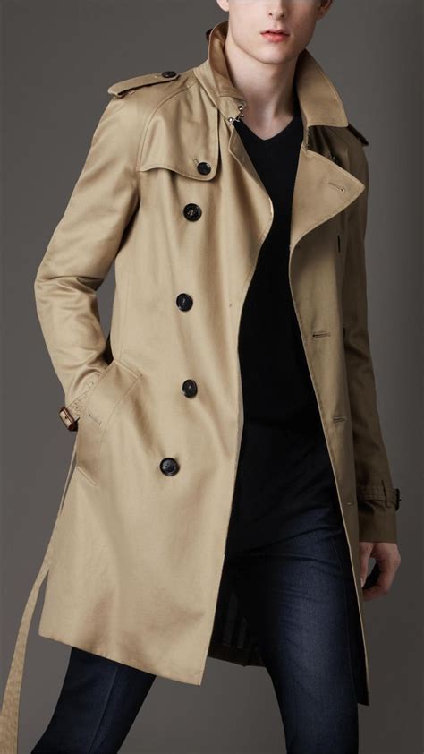 burberry mens runway trench coat double zipper|Long Cotton Blend Trench Coat in Anchor .